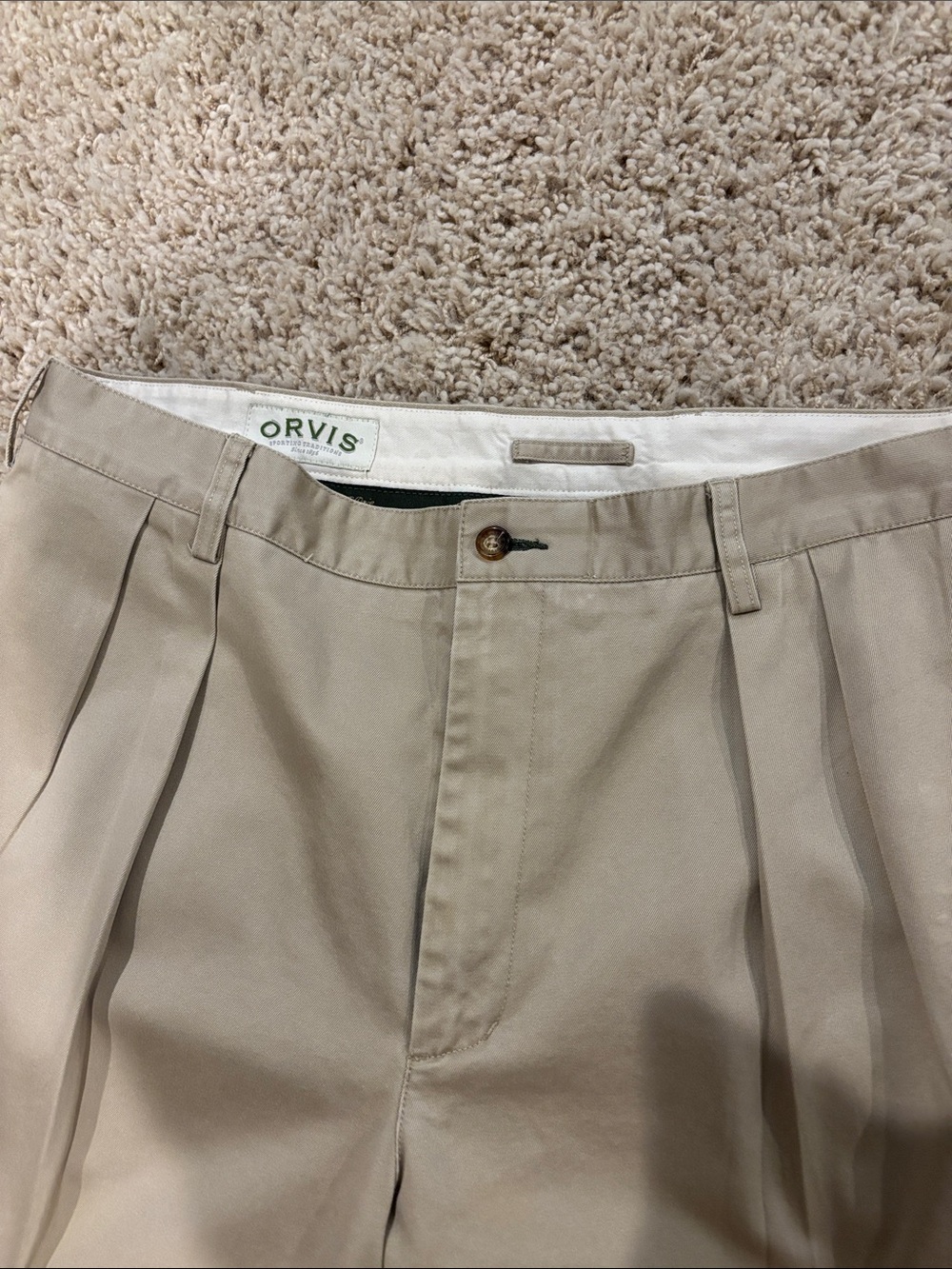 Orvis 3 pair Light Tan Pleated Men's Chinos